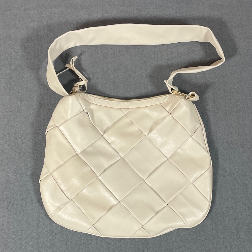 Like Dreams Woven Leather Hobo Bag – Cream with Gold Hardware